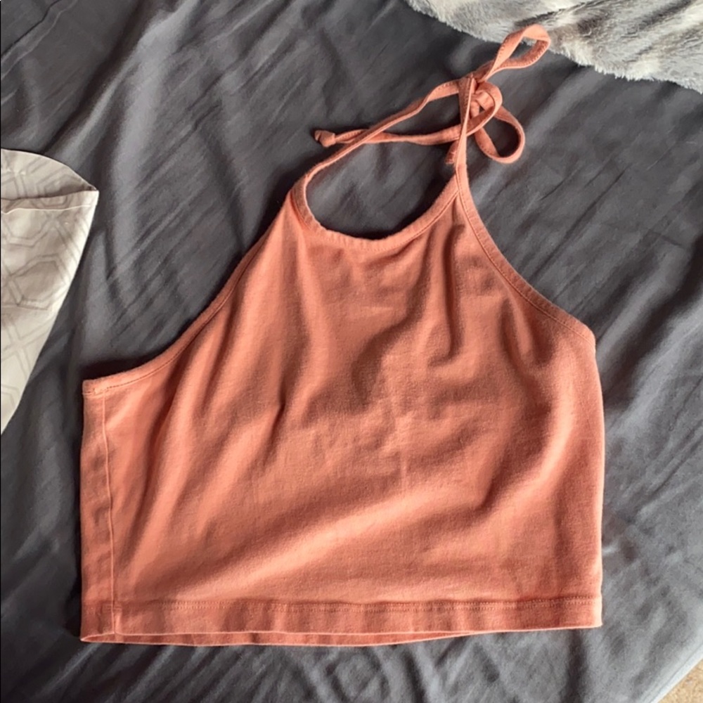 pink halter crop top